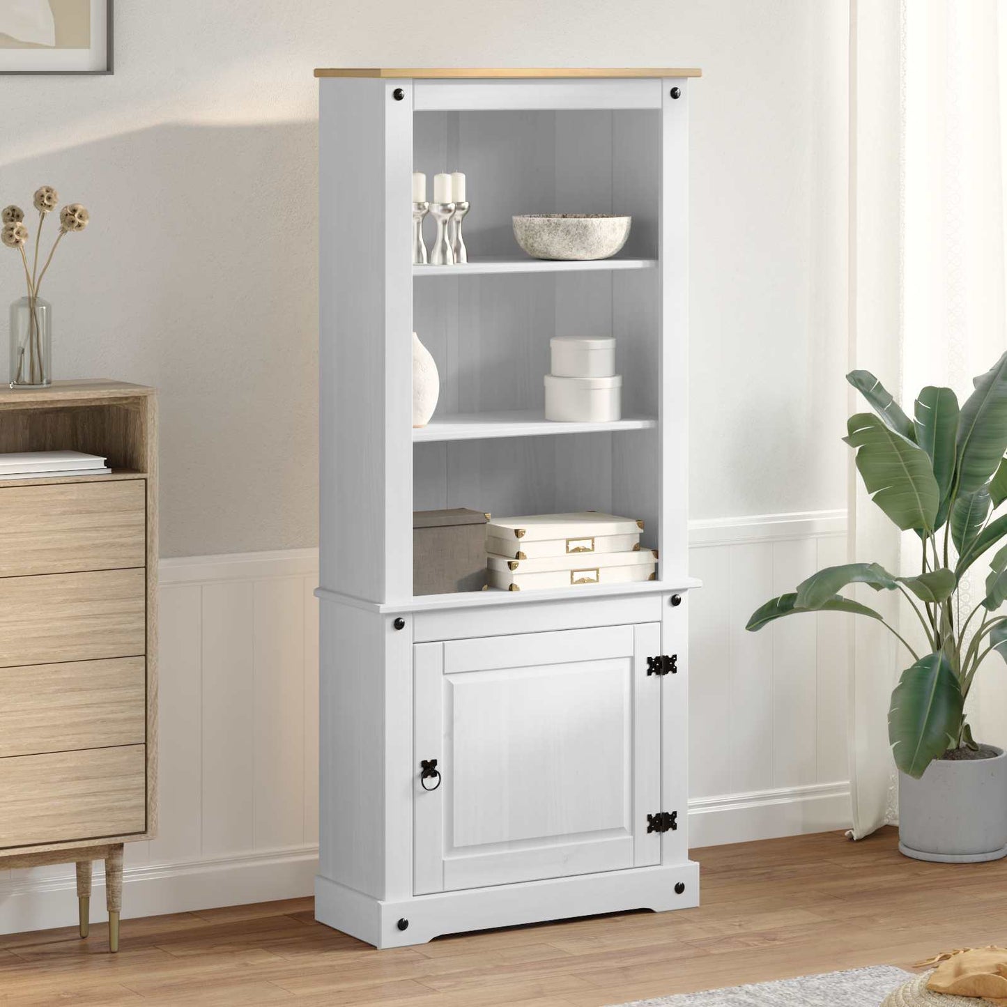 Credenza Bianco 74 x 38 x 170 cm Pino massello