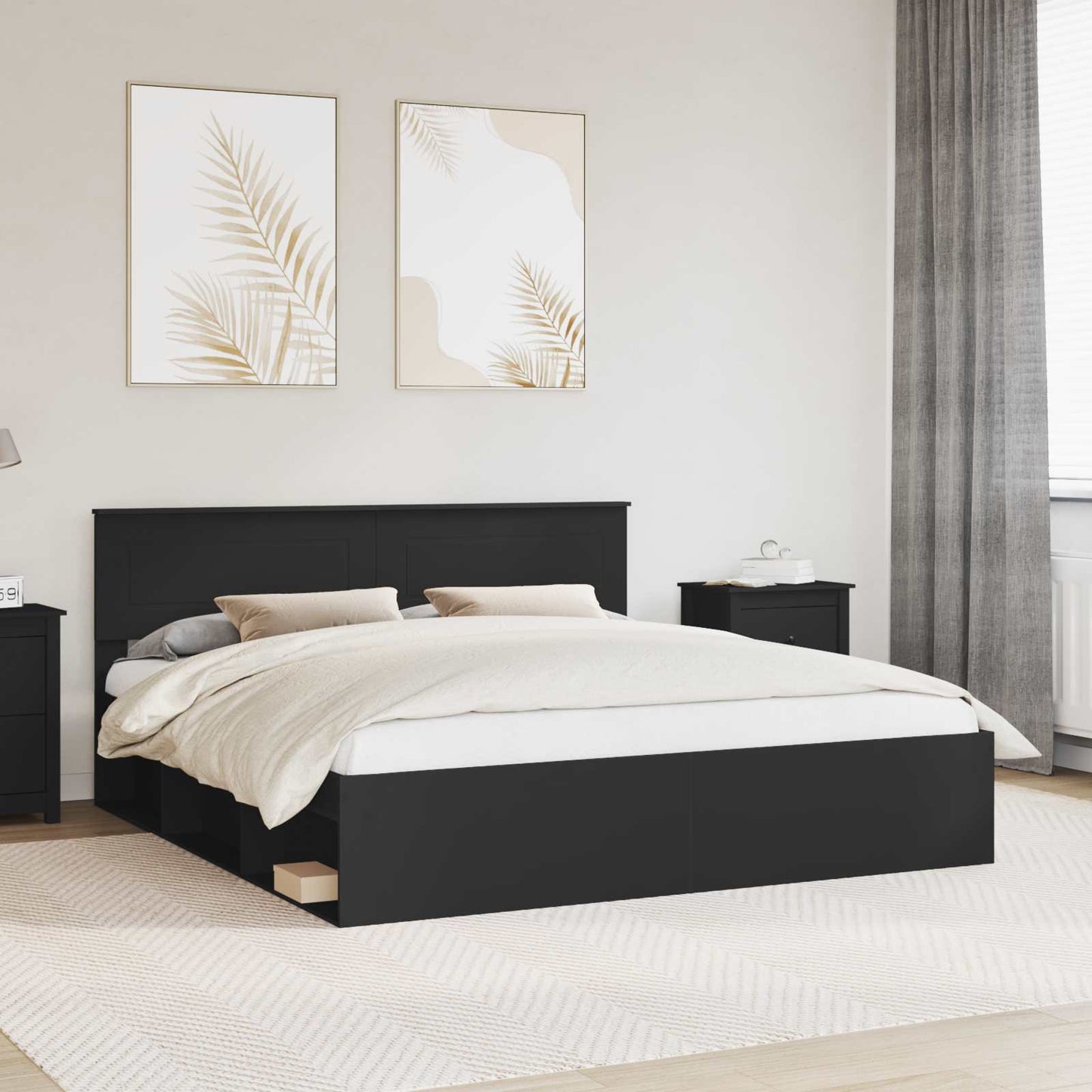 Struttura del letto Nero 200 x 200 cm Legno multistrato