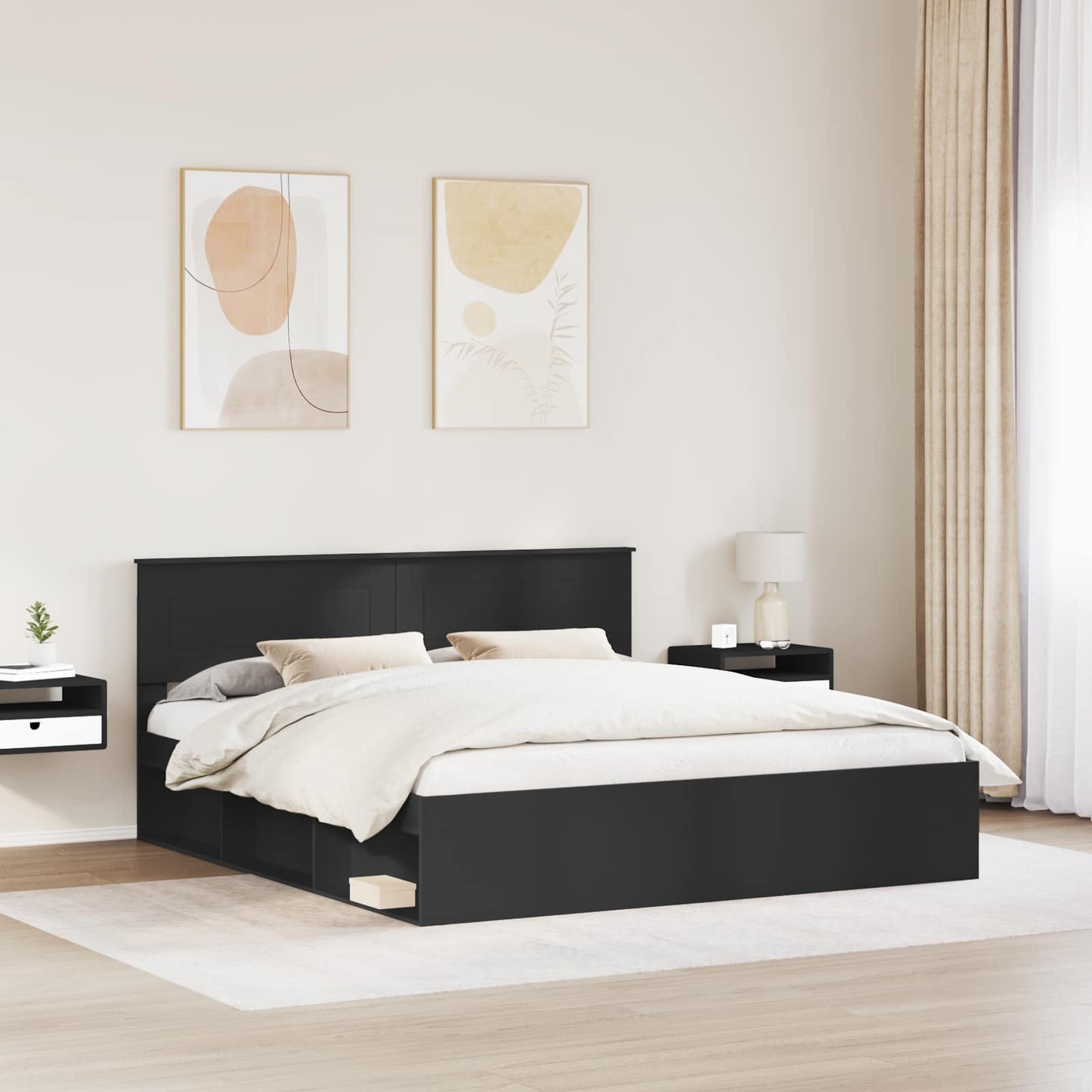 Struttura del letto Nero 200 x 200 cm Legno multistrato