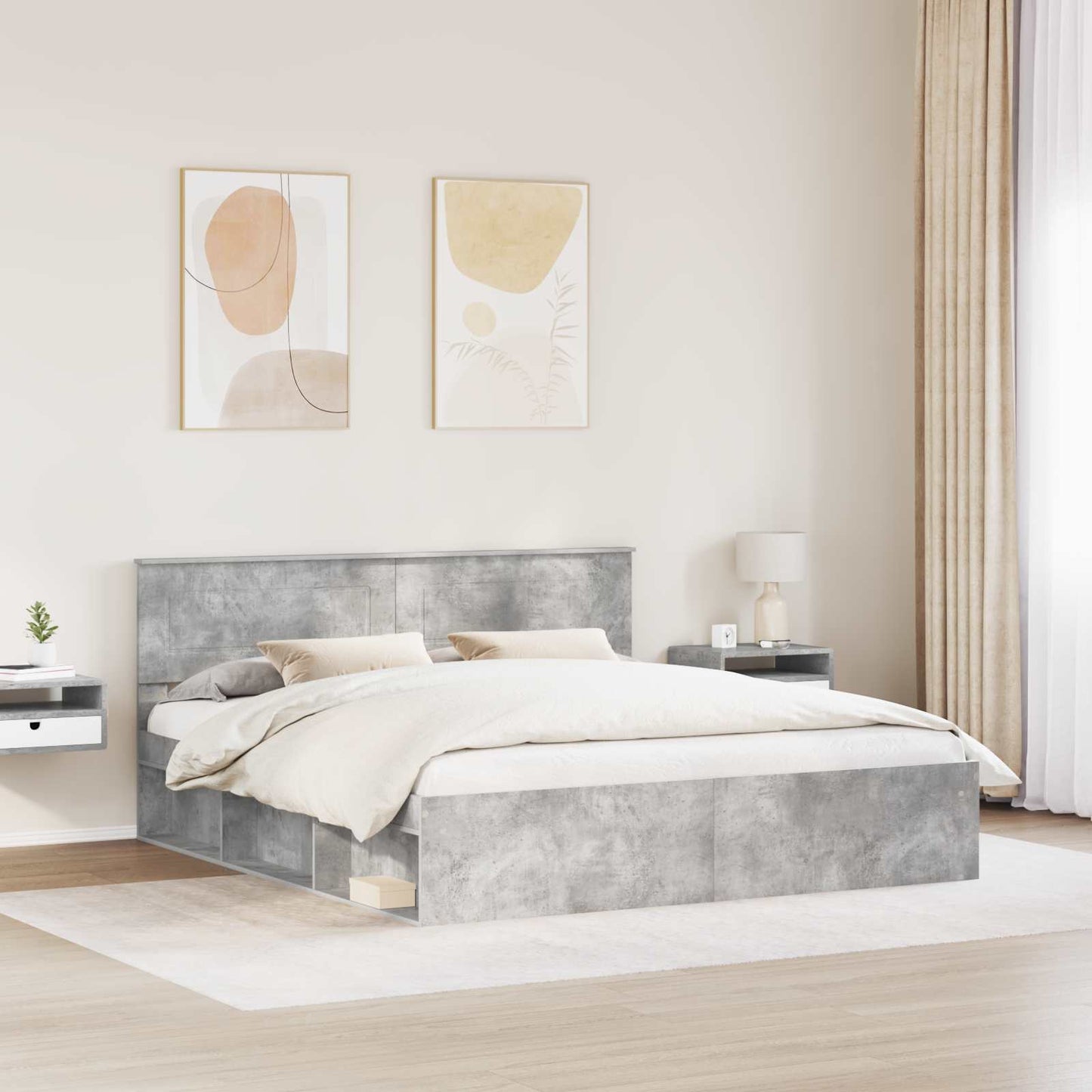 Struttura del letto Calcestruzzo 200 x 200 cm Legno multistrato