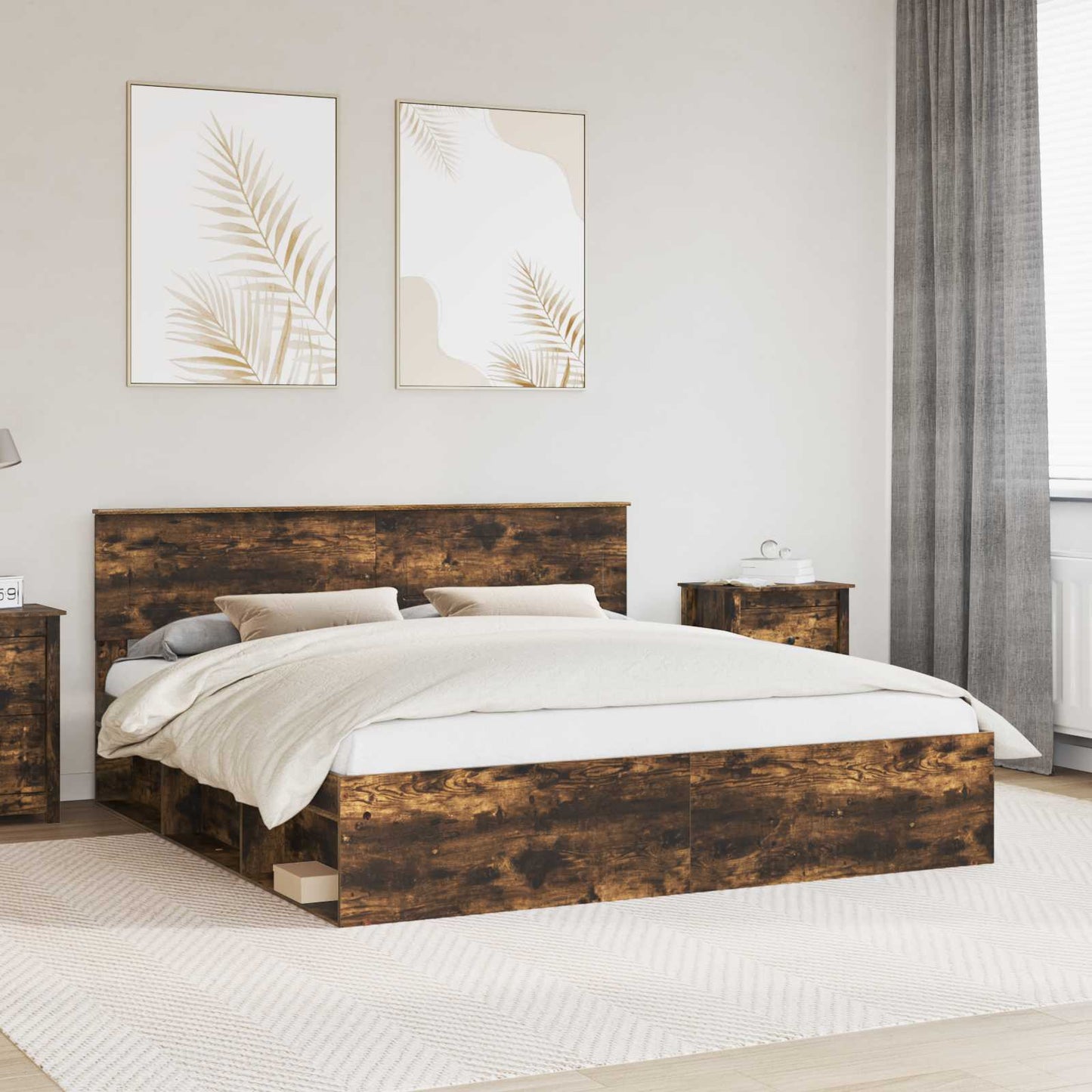 Struttura del letto Rovere fumÃ© 200 x 200 cm Legno multistrato