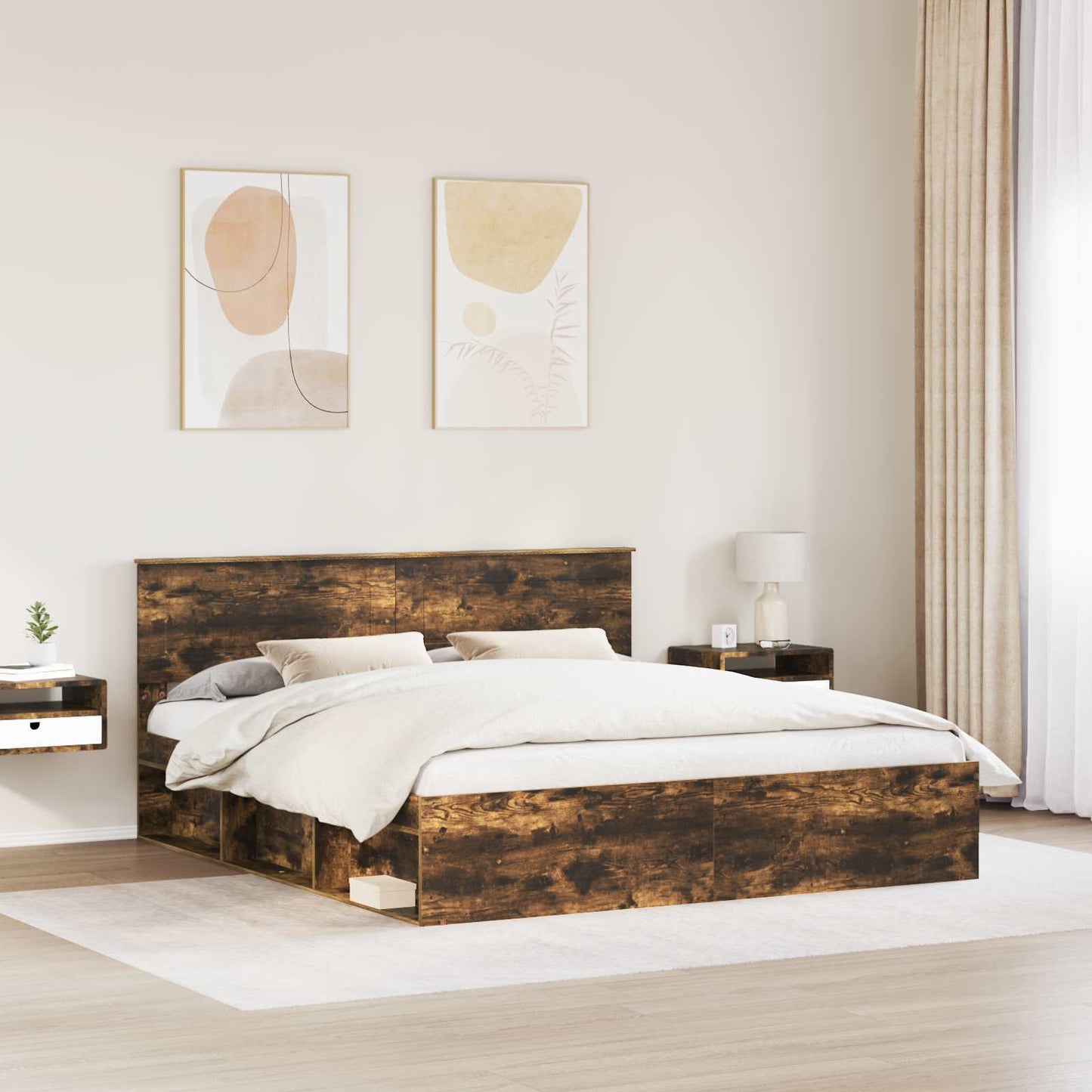 Struttura del letto Rovere fumÃ© 200 x 200 cm Legno multistrato