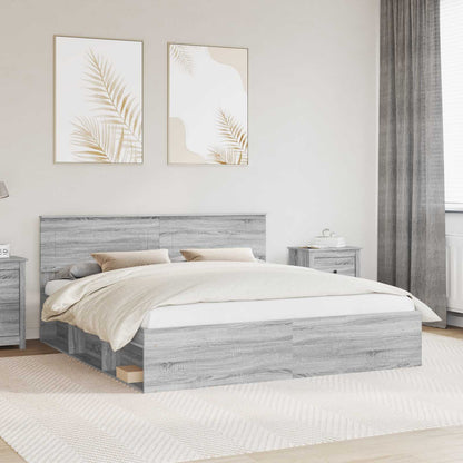 Struttura del letto con testiera Grigio Sonoma 200 x 200 cm