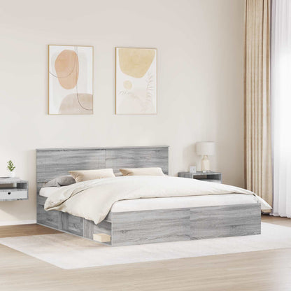Struttura del letto con testiera Grigio Sonoma 200 x 200 cm