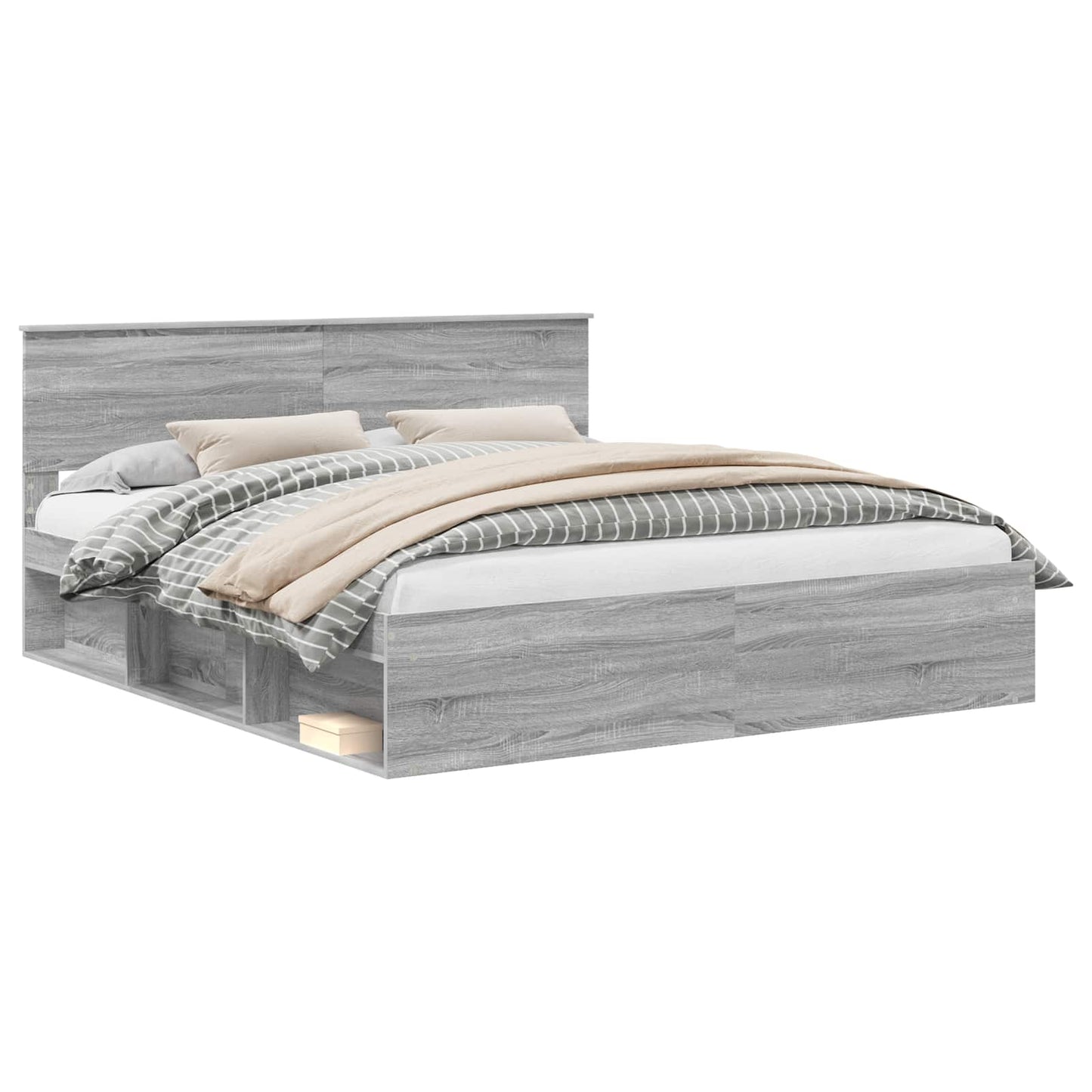 Struttura del letto con testiera Grigio Sonoma 200 x 200 cm