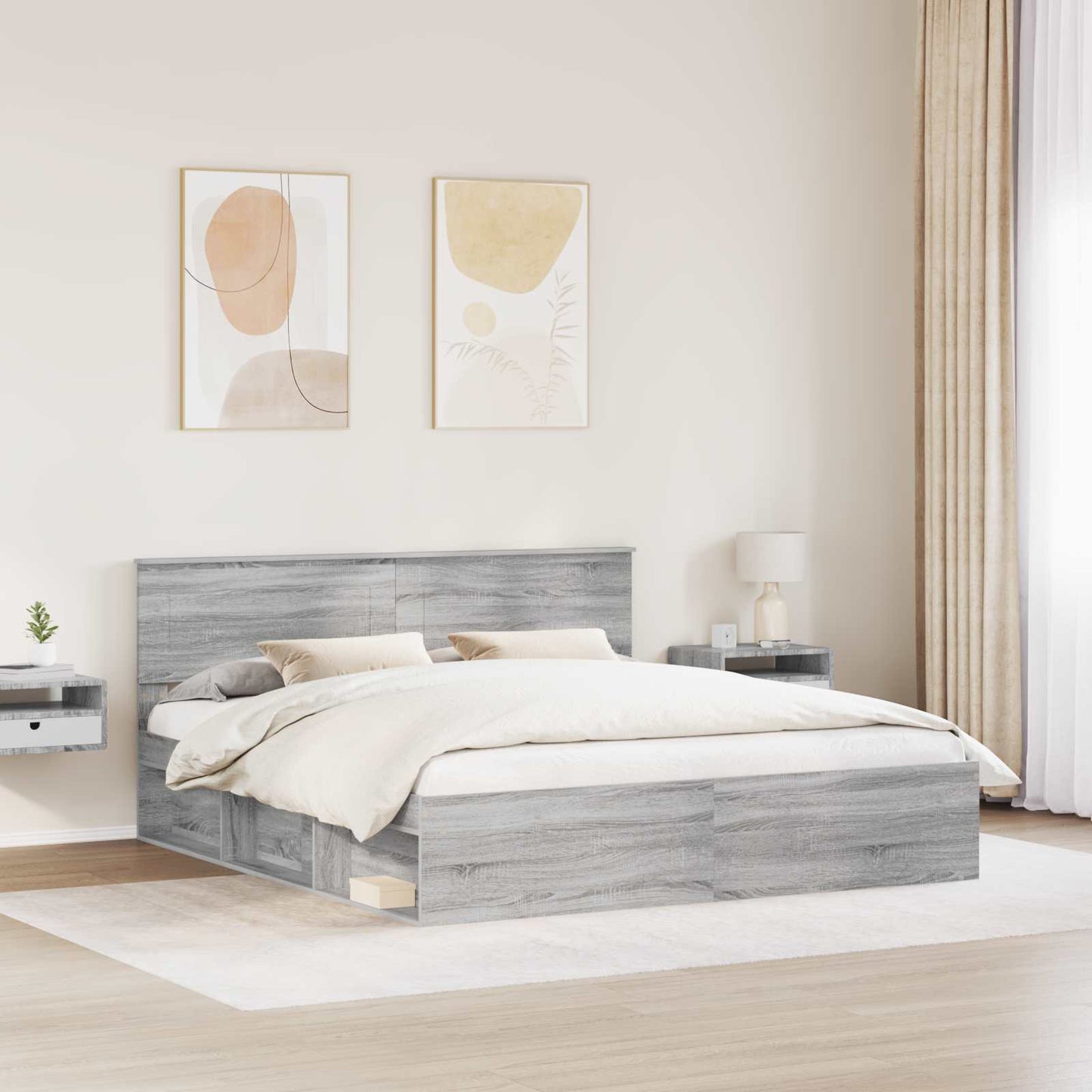 Struttura del letto con testiera Grigio Sonoma 180 x 200 cm