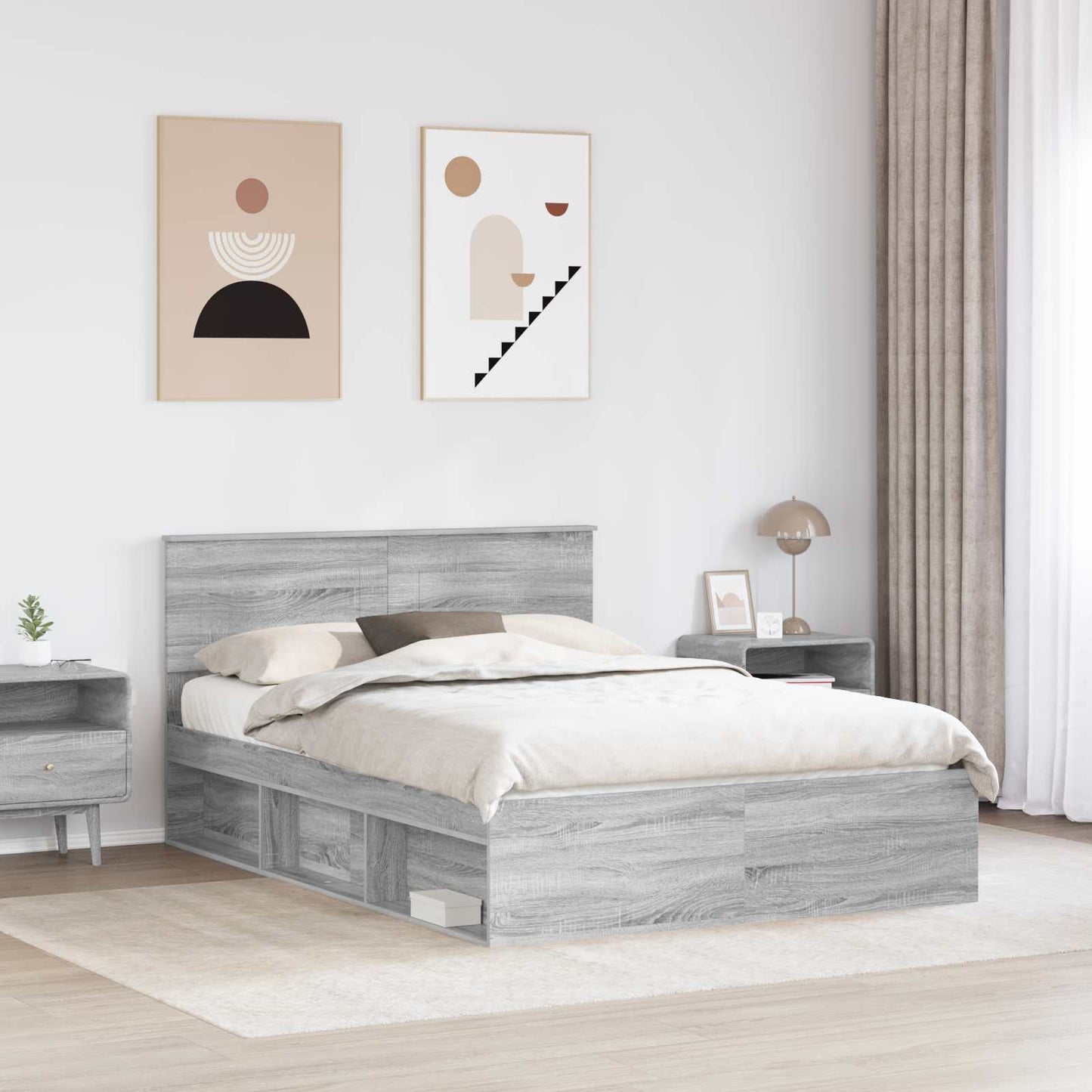 Struttura del letto con testiera Grigio Sonoma 160 x 200 cm