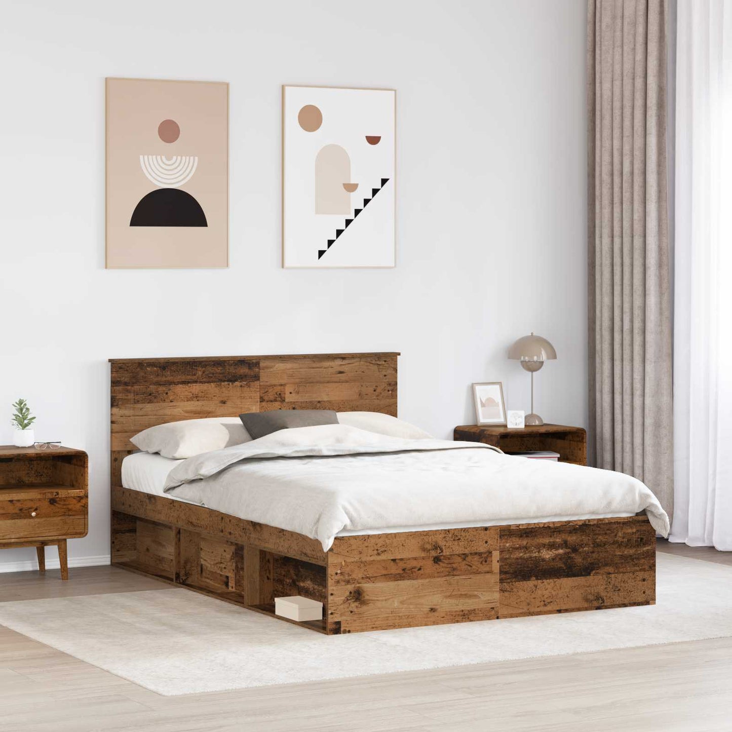 Struttura del letto con testiera Legno vecchio 160 x 200 cm