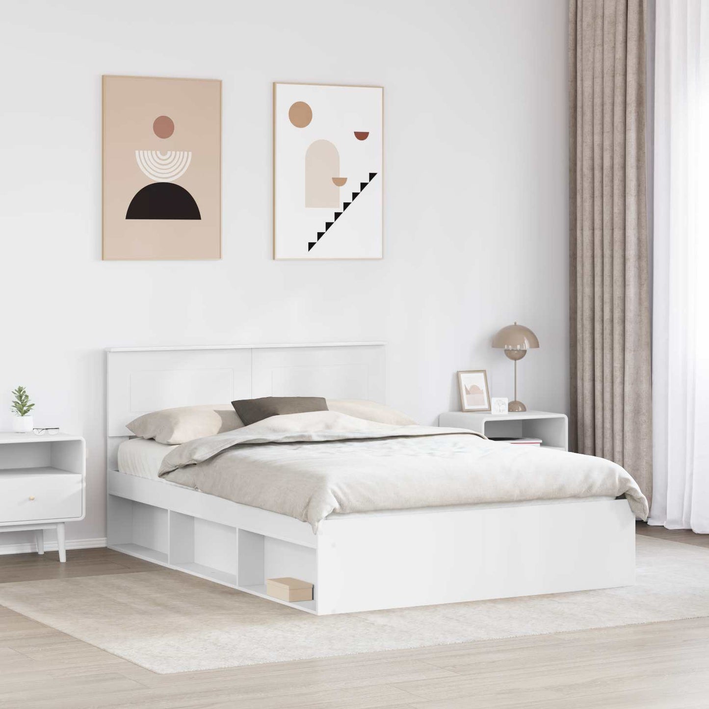 Struttura del letto Bianco 150 x 200 cm Legno multistrato