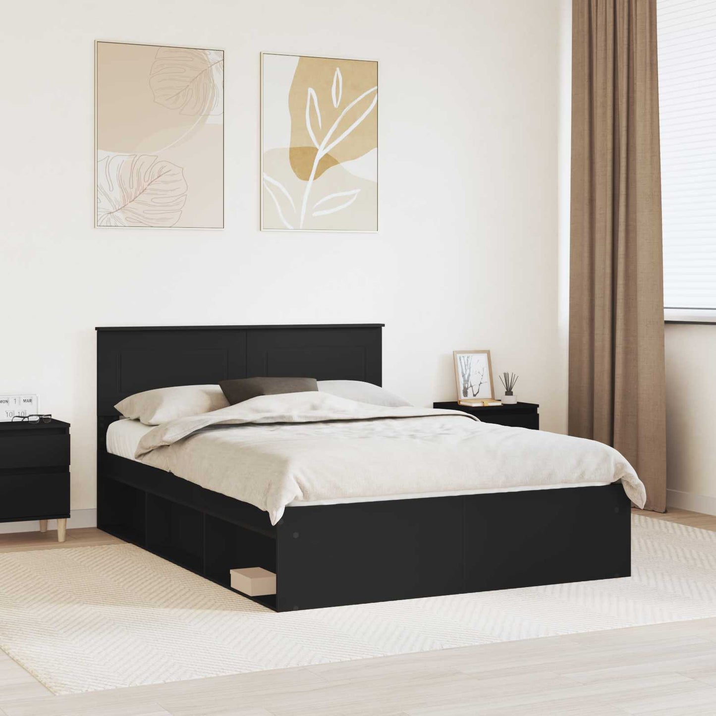 Struttura del letto Nero 150 x 200 cm Legno multistrato