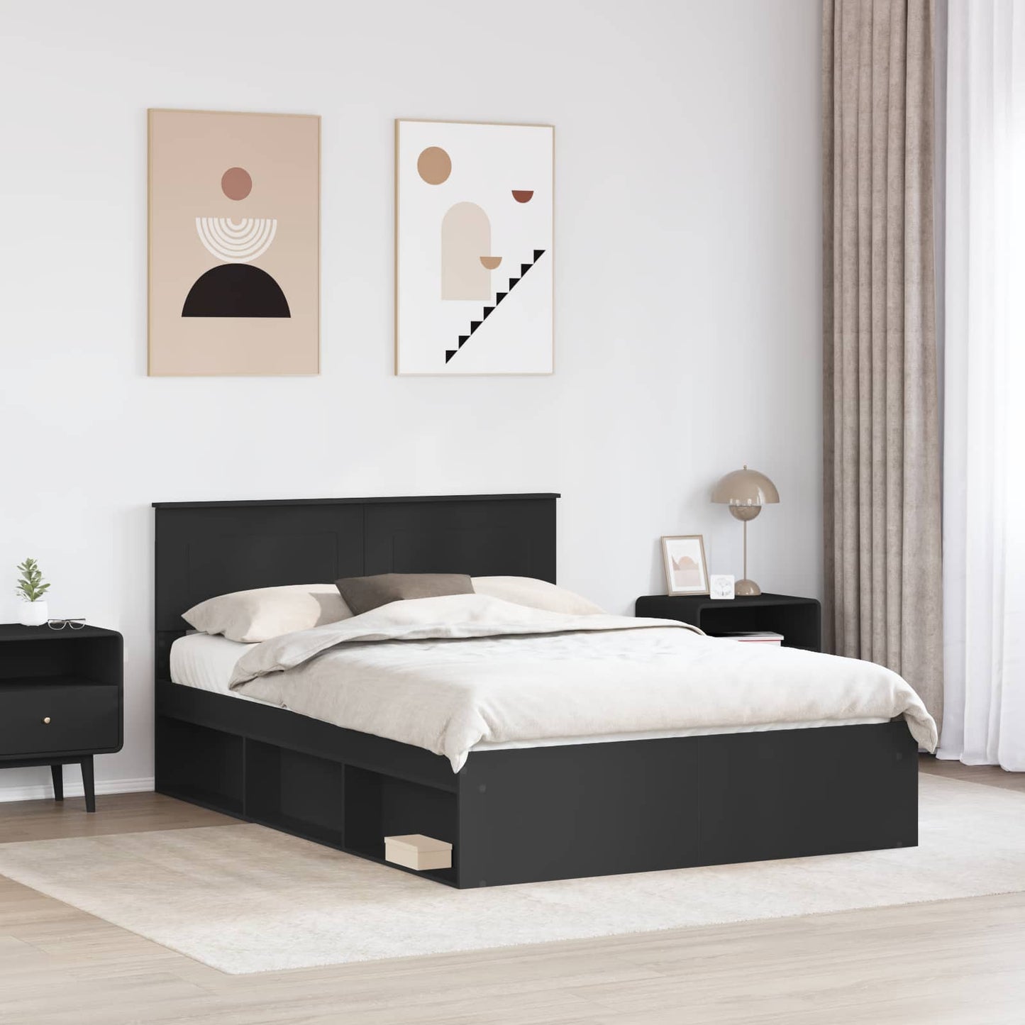 Struttura del letto Nero 140 x 200 cm Legno multistrato