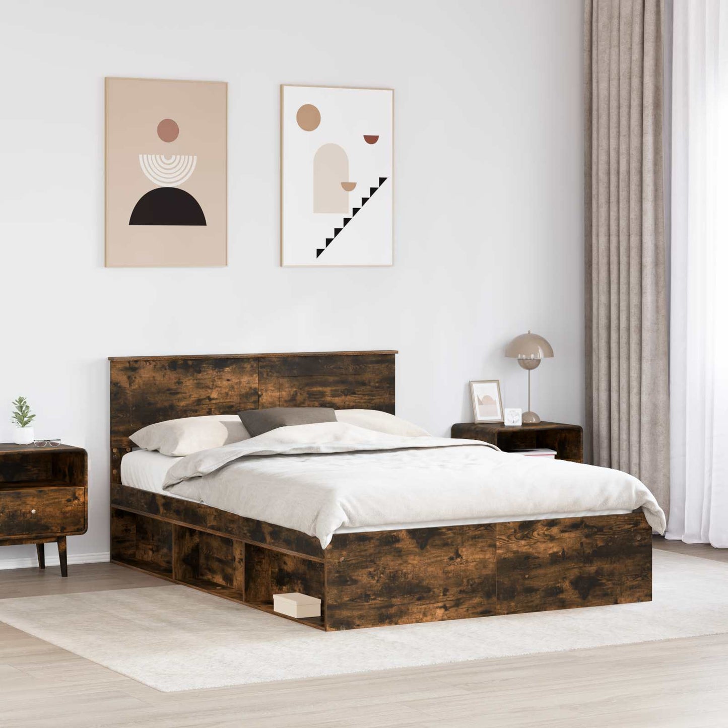 Struttura del letto Rovere fumÃ© 140 x 200 cm Legno multistrato