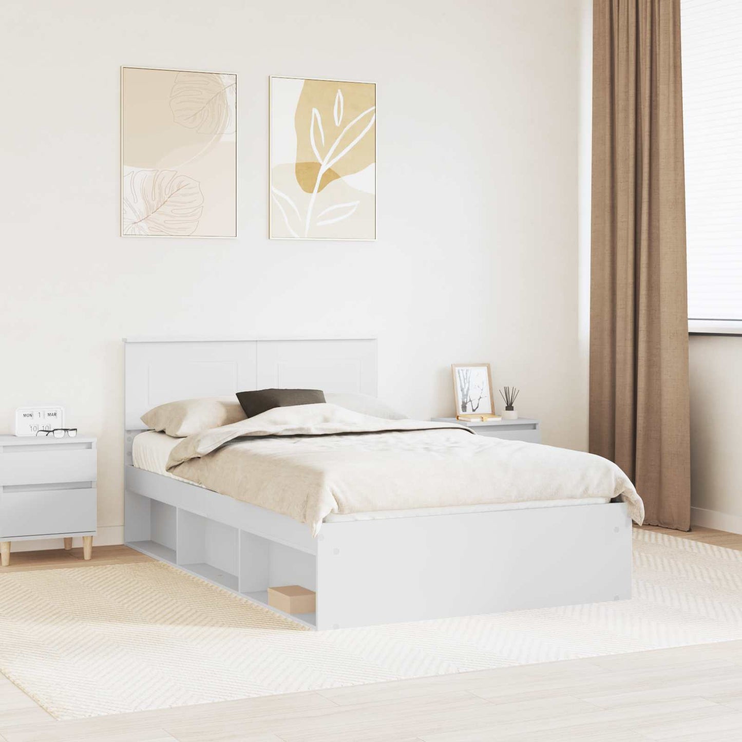 Struttura del letto Bianco 135 x 190 cm Legno multistrato