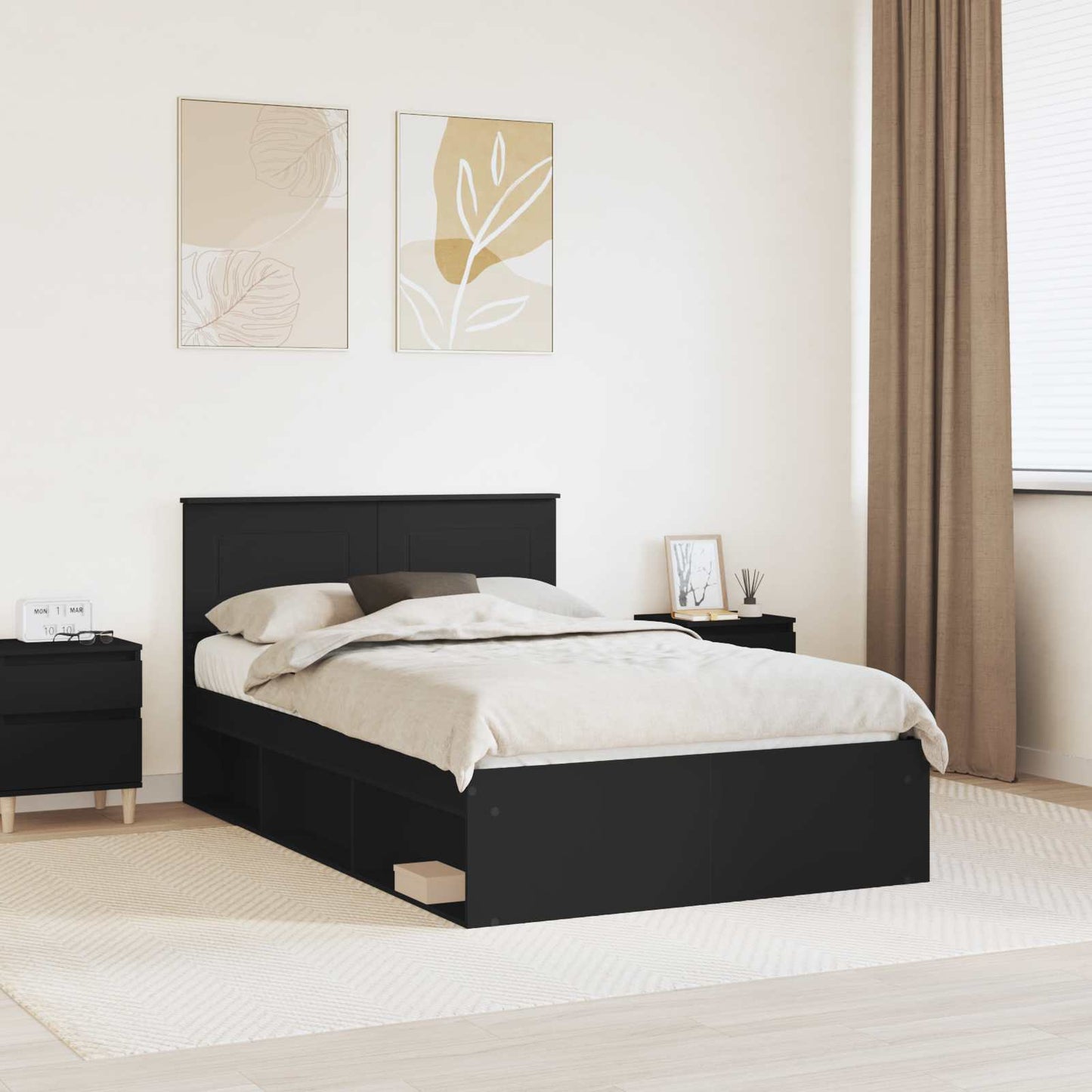 Struttura del letto Nero 135 x 190 cm Legno multistrato