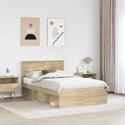 Struttura del letto con testiera Rovere Sonoma 135 x 190 cm