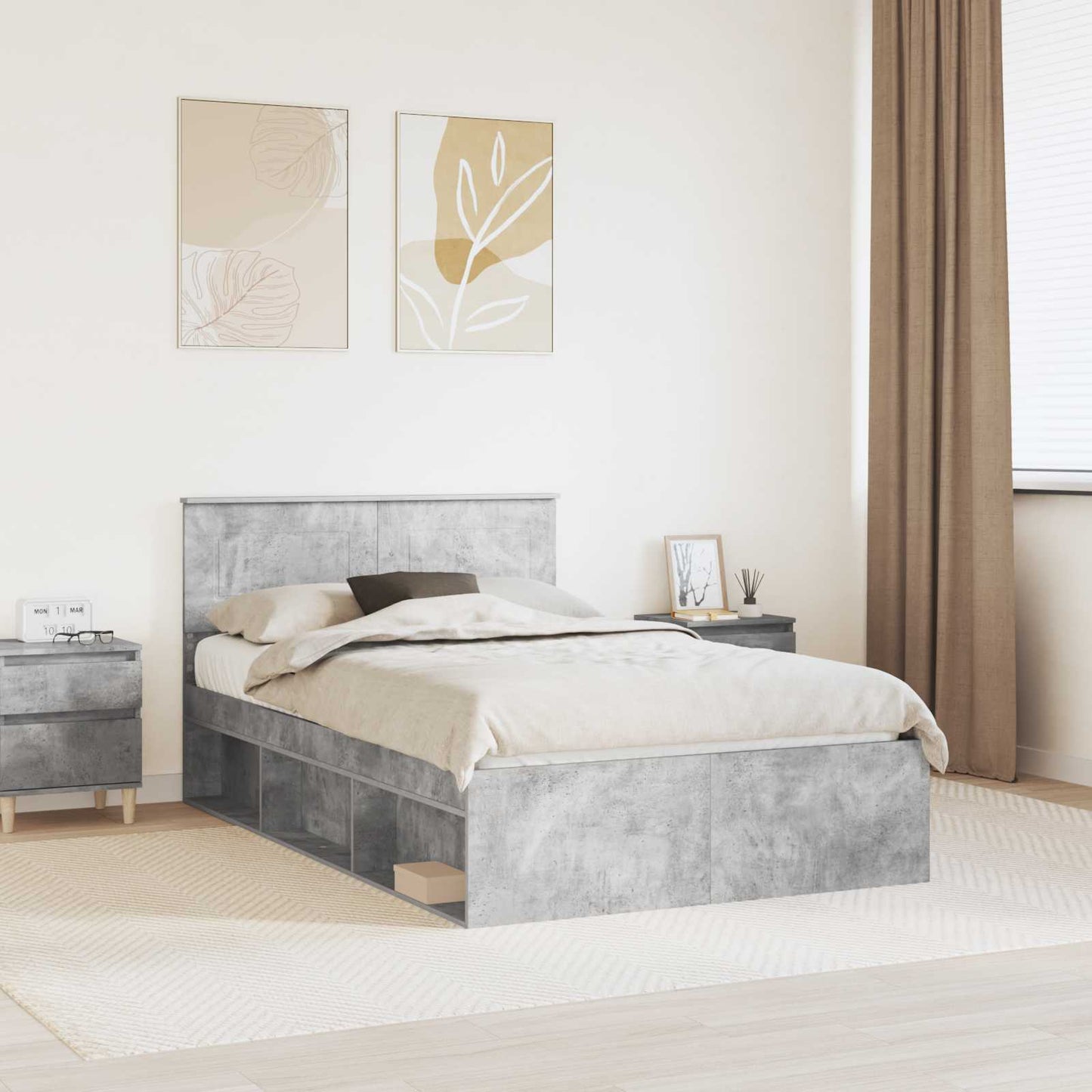 Struttura del letto con testiera Grigio ConcretÃ¨ 135 x 190 cm