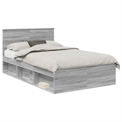 Struttura del letto con testiera Grigio Sonoma 135 x 190 cm