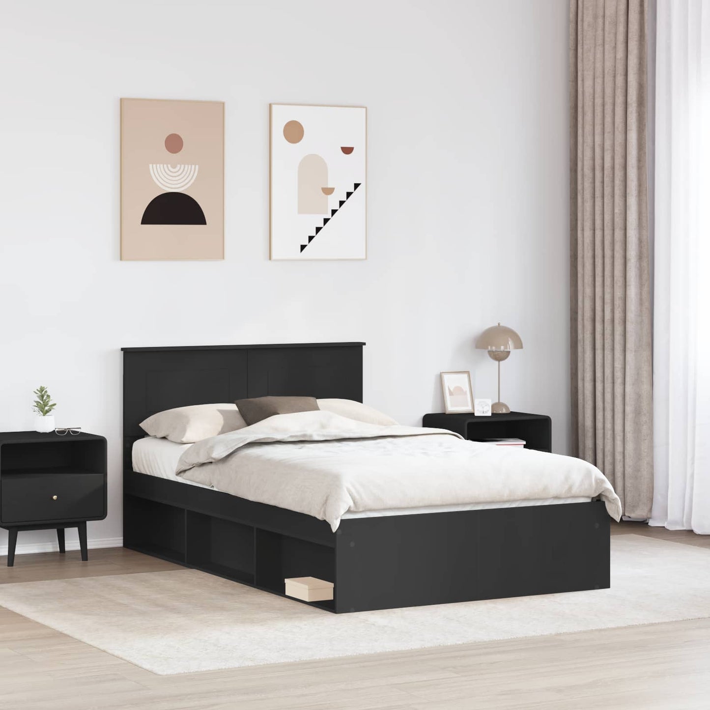 Struttura del letto Nero 120 x 190 cm Legno multistrato