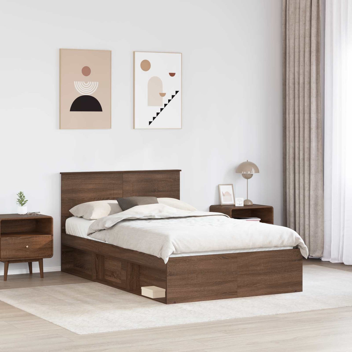 Struttura del letto con testiera Rovere Marrone 120 x 190 cm
