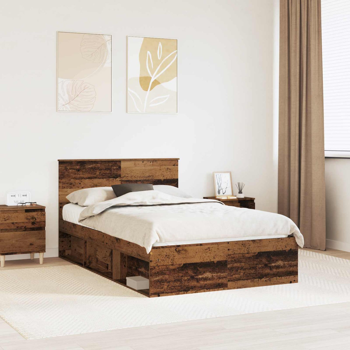 Struttura del letto con testiera Legno vecchio 120 x 200 cm