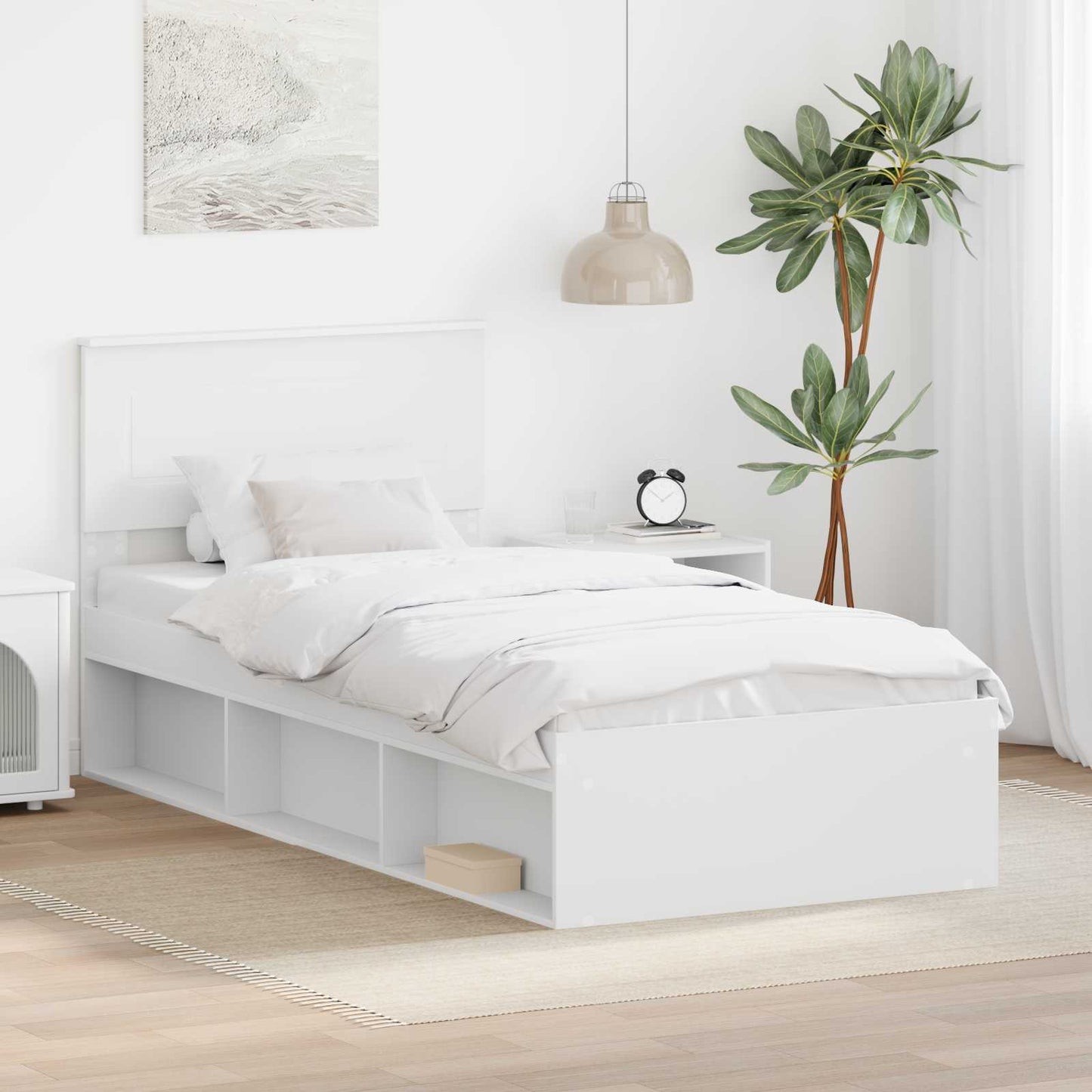 Struttura del letto Bianco 100 x 200 cm Legno multistrato