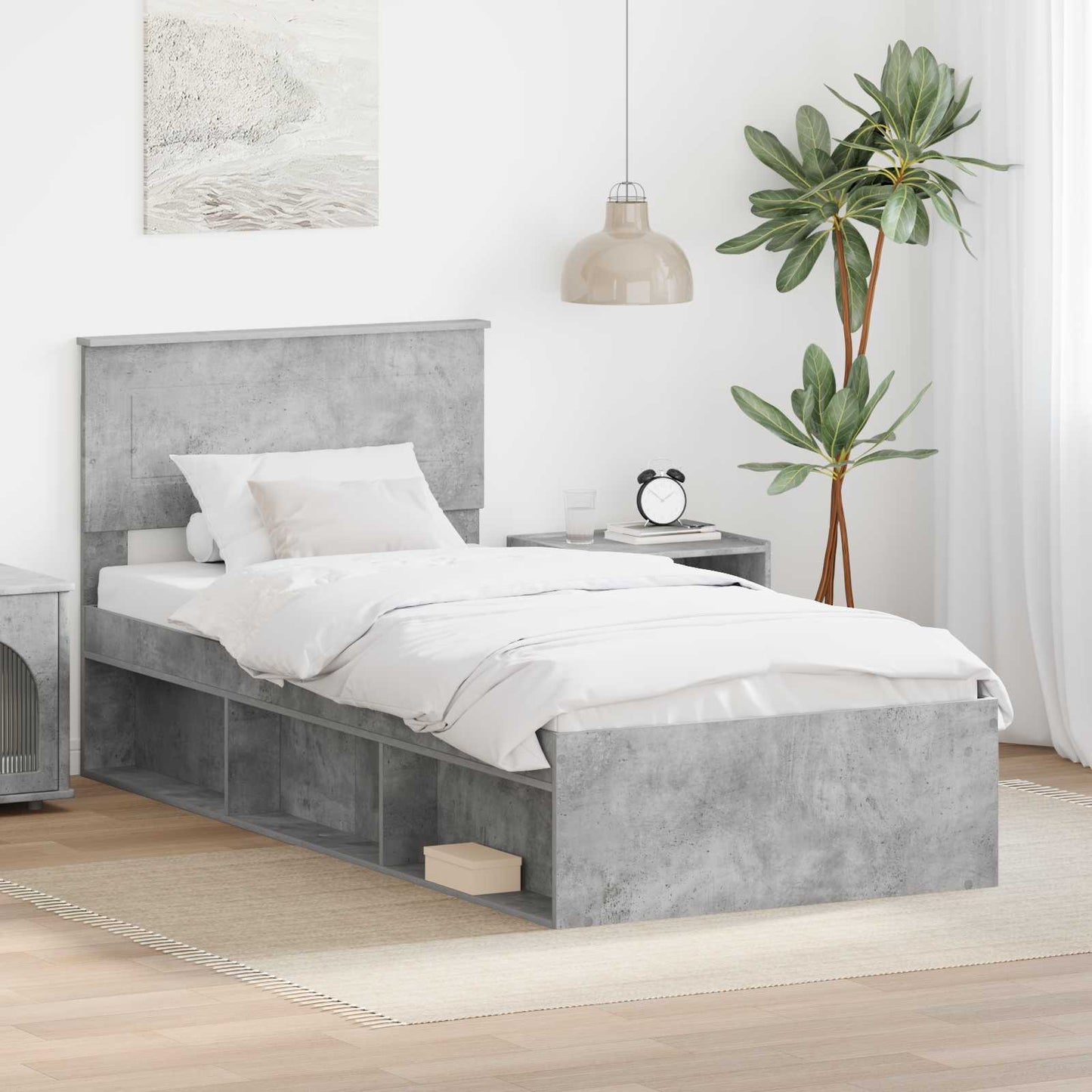 Struttura del letto con testiera Grigio ConcretÃ¨ 100 x 200 cm