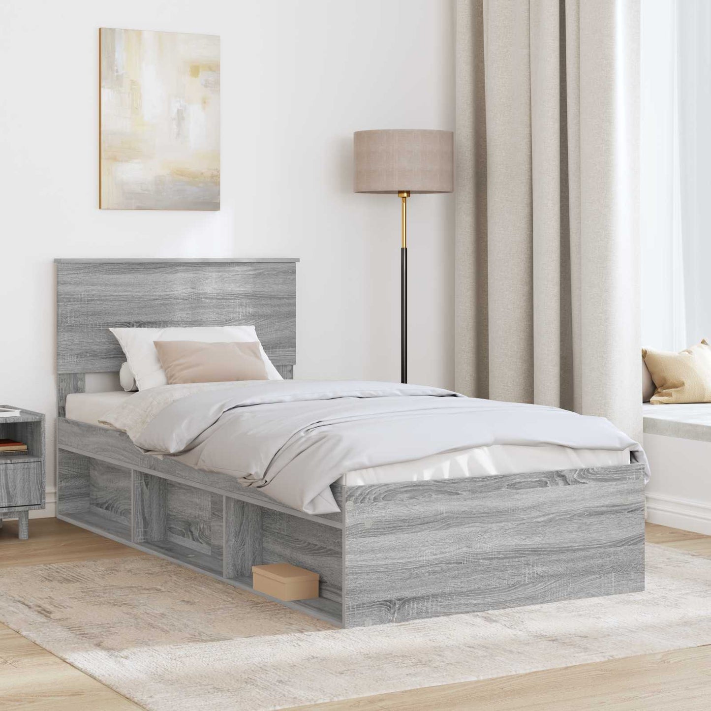 Struttura del letto con testiera Grigio Sonoma 100 x 200 cm