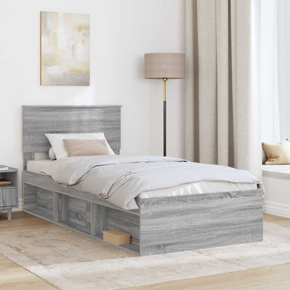 Struttura del letto con testiera Grigio Sonoma 100 x 200 cm