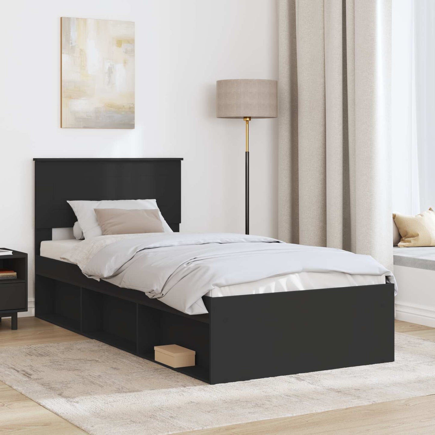 Struttura del letto Nero 75 x 190 cm Legno multistrato