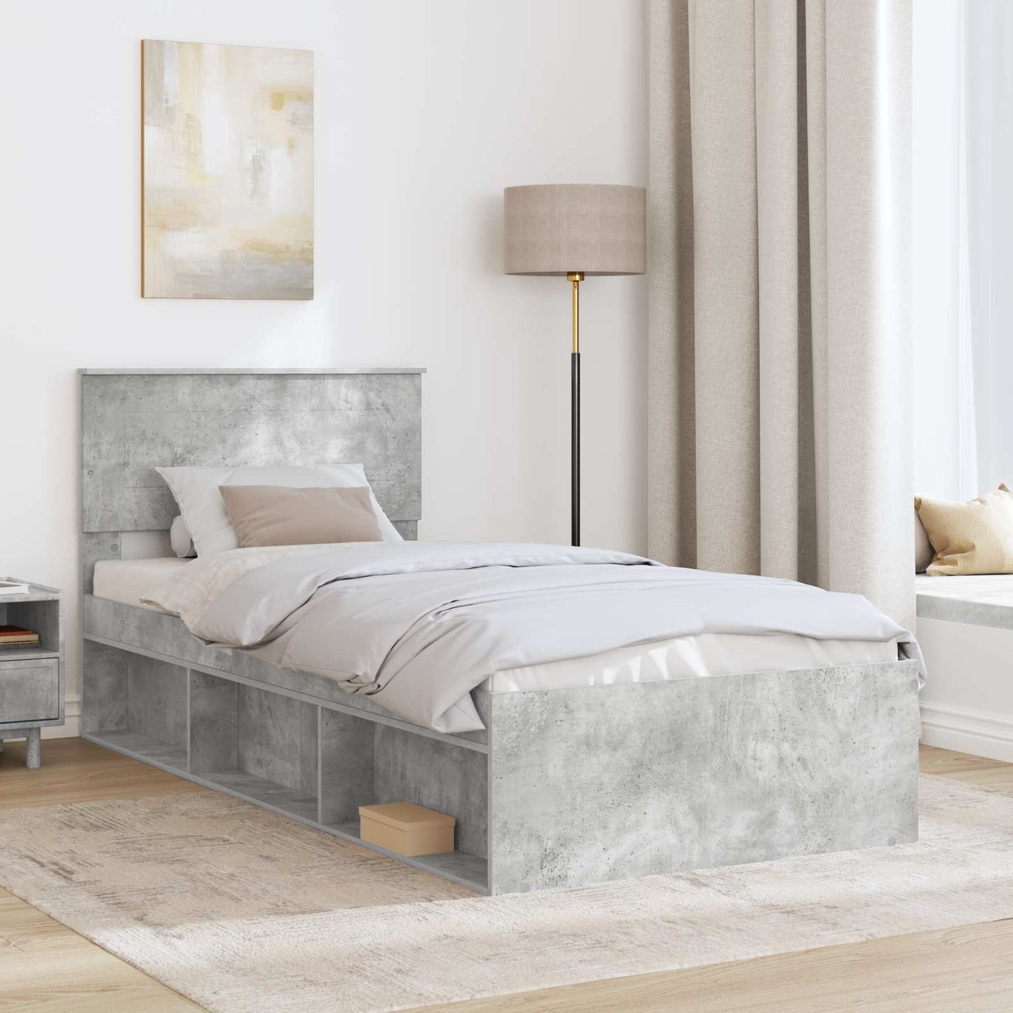 Struttura del letto con testiera Grigio ConcretÃ¨ 75 x 190 cm