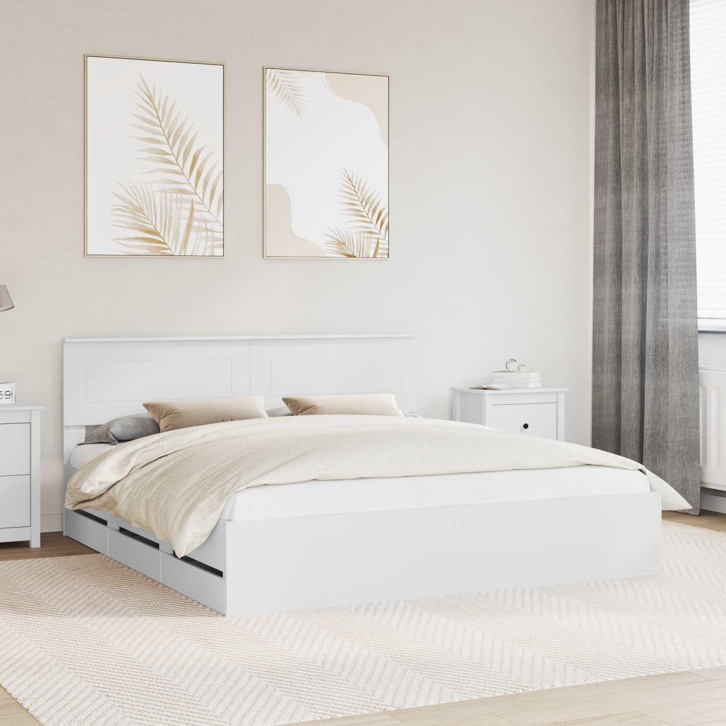 Struttura del letto Bianco 200 x 200 cm Legno Ingegnerizzato