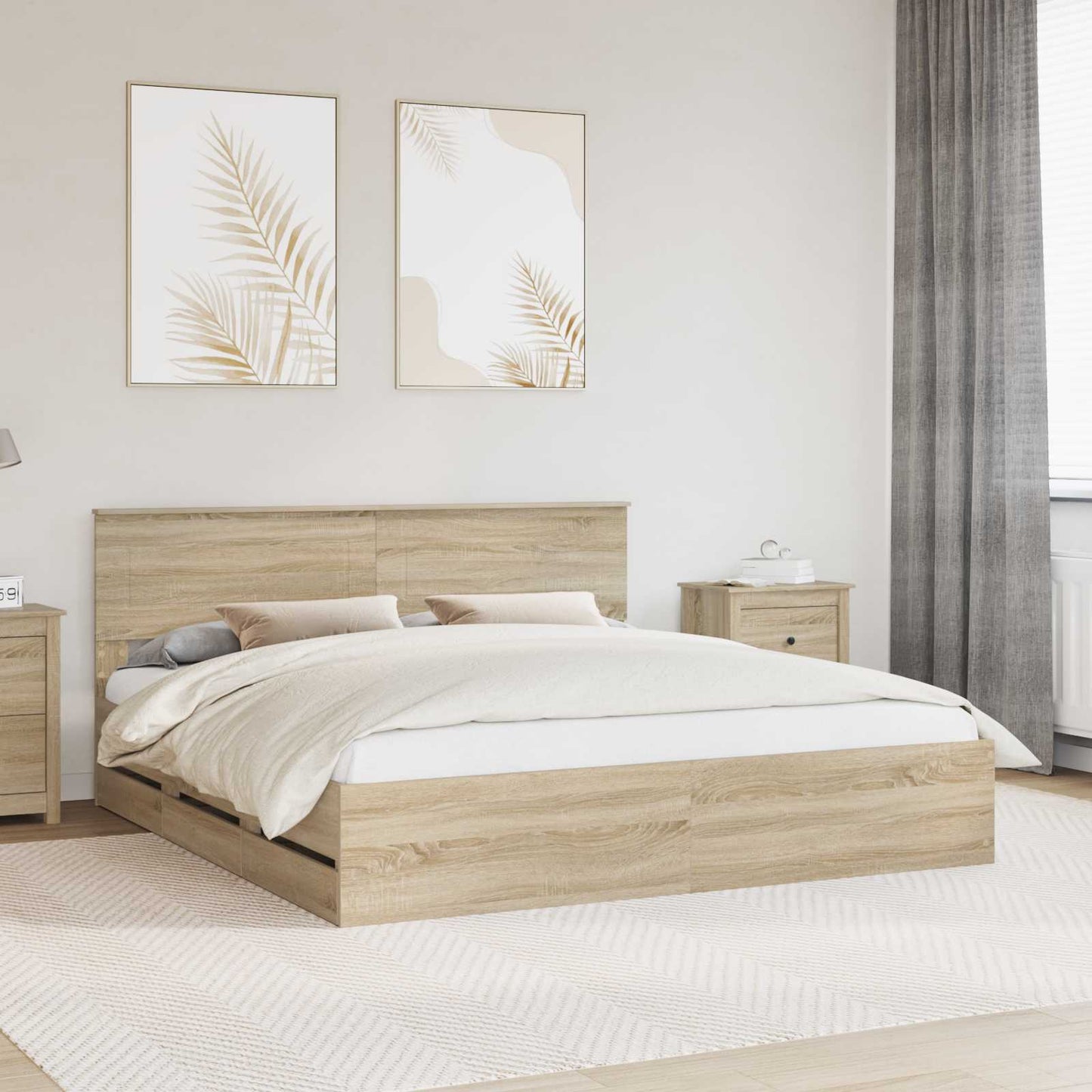 Struttura del letto con cassetto Rovere Sonoma 200 x 200 cm