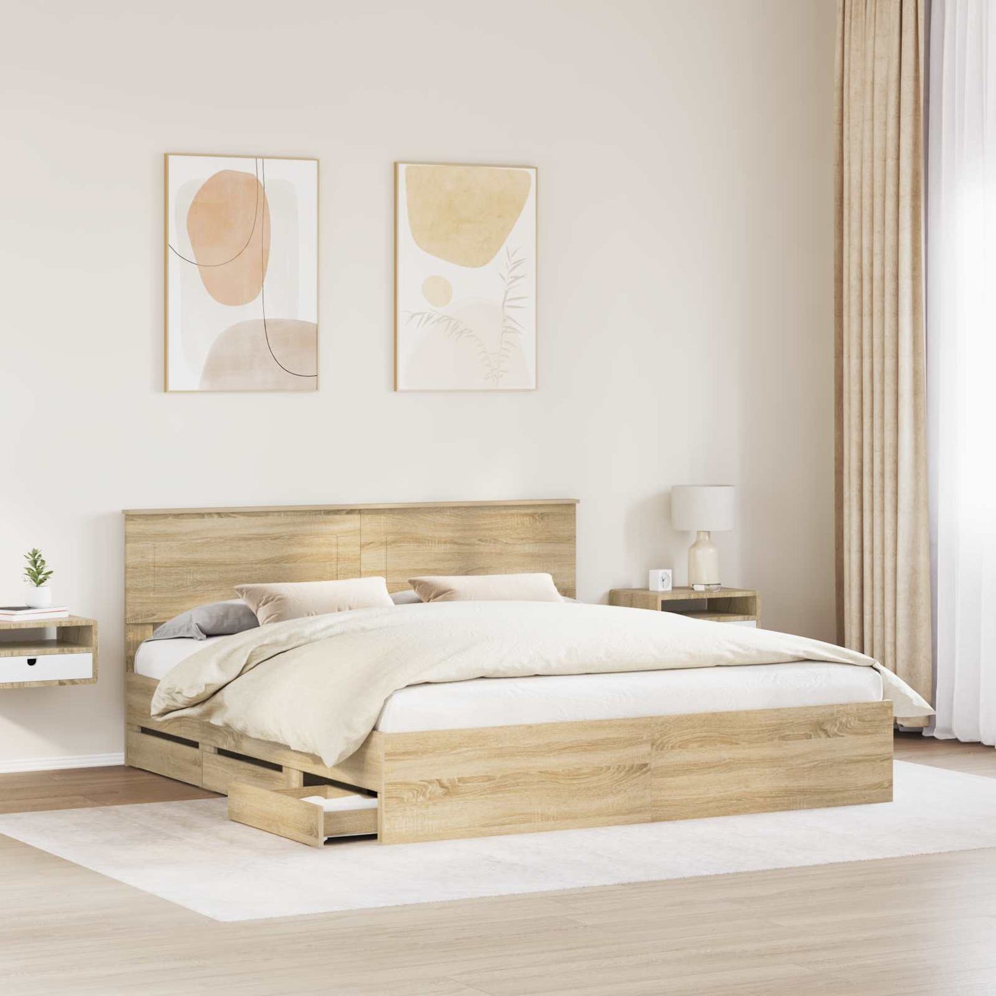 Struttura del letto con cassetto Rovere Sonoma 200 x 200 cm