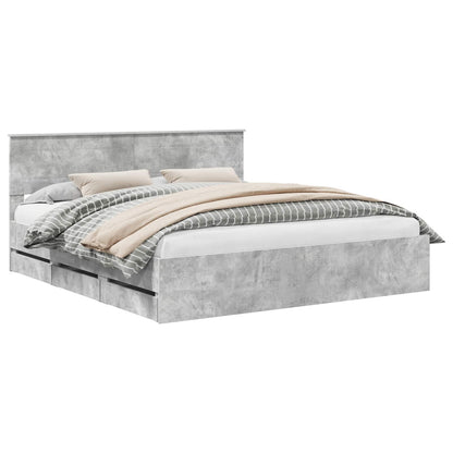 Struttura del letto con cassetto Grigio cemento 200 x 200 cm