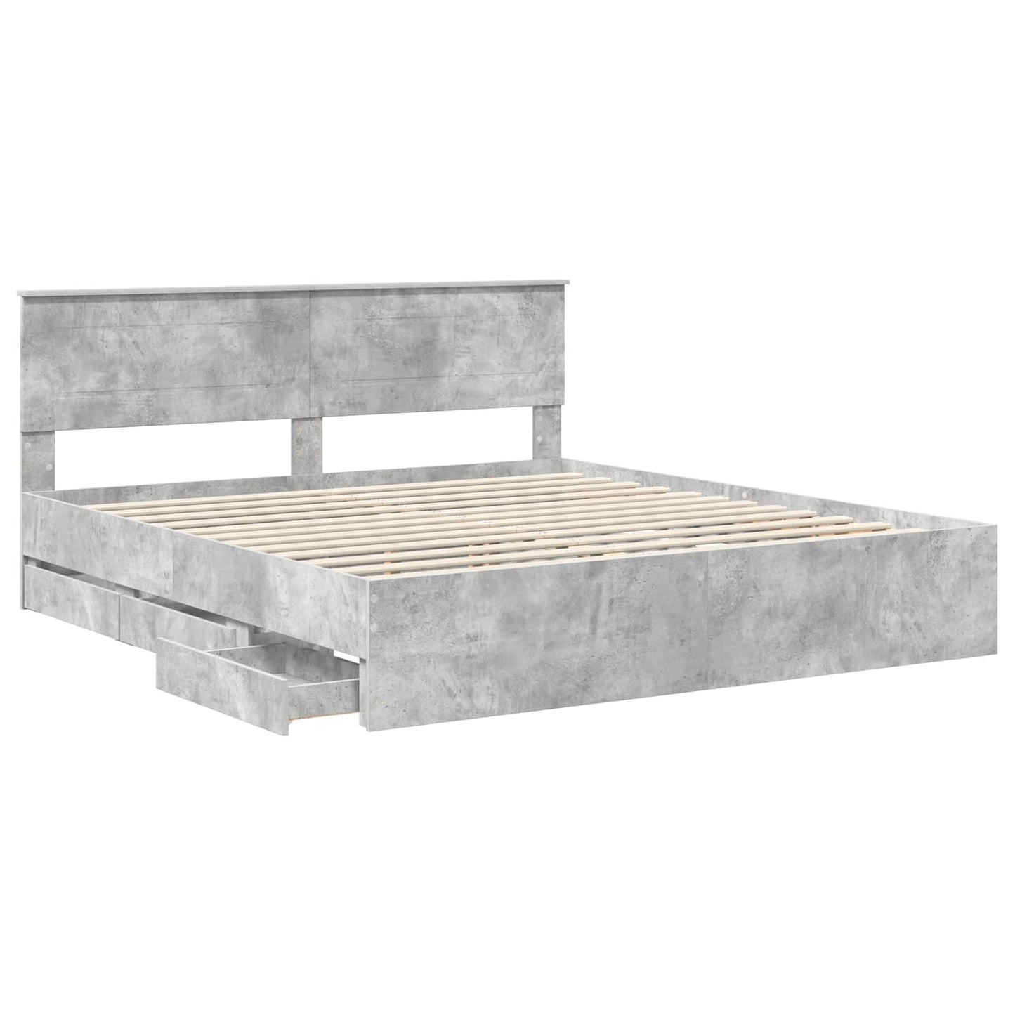 Struttura del letto con cassetto Grigio cemento 200 x 200 cm