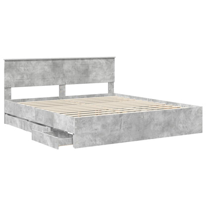 Struttura del letto con cassetto Grigio cemento 200 x 200 cm