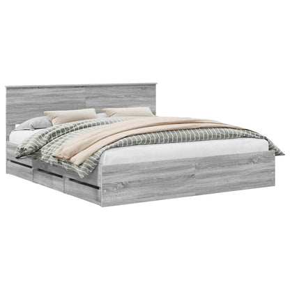 Struttura del letto con cassetto Grigio Sonoma 200 x 200 cm