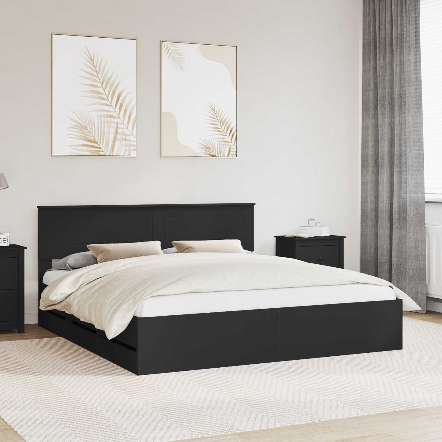 Struttura del letto Nero 180 x 200 cm Legno Ingegnerizzato