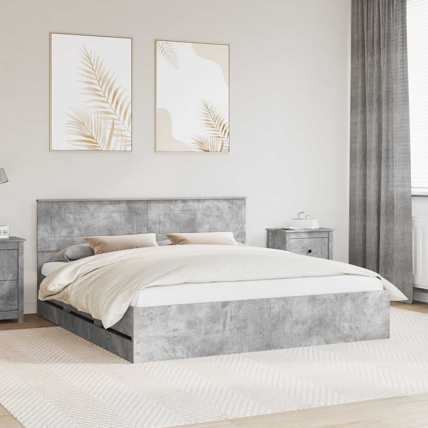 Struttura del letto con cassetto Grigio cemento 180 x 200 cm