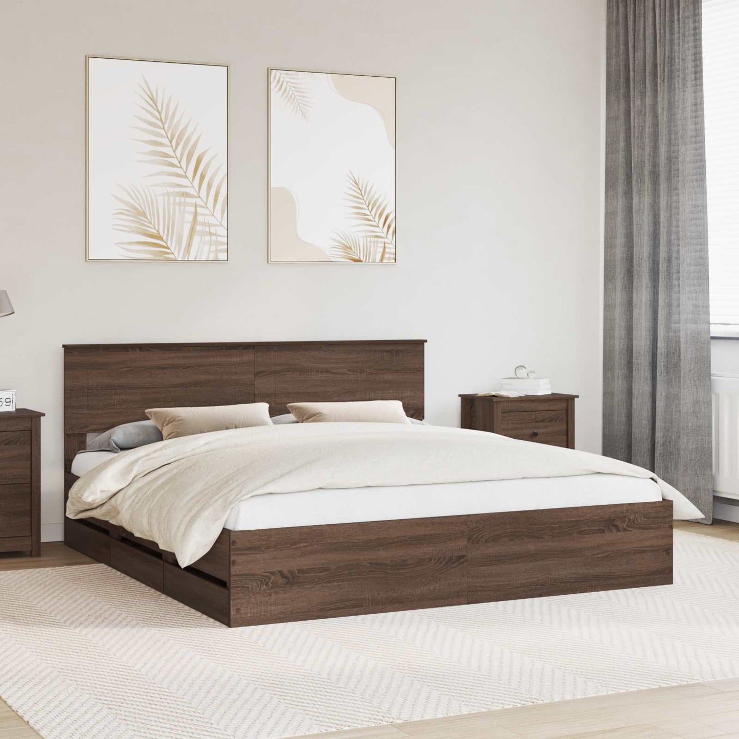 Struttura del letto con cassetto Rovere Marrone 180 x 200 cm