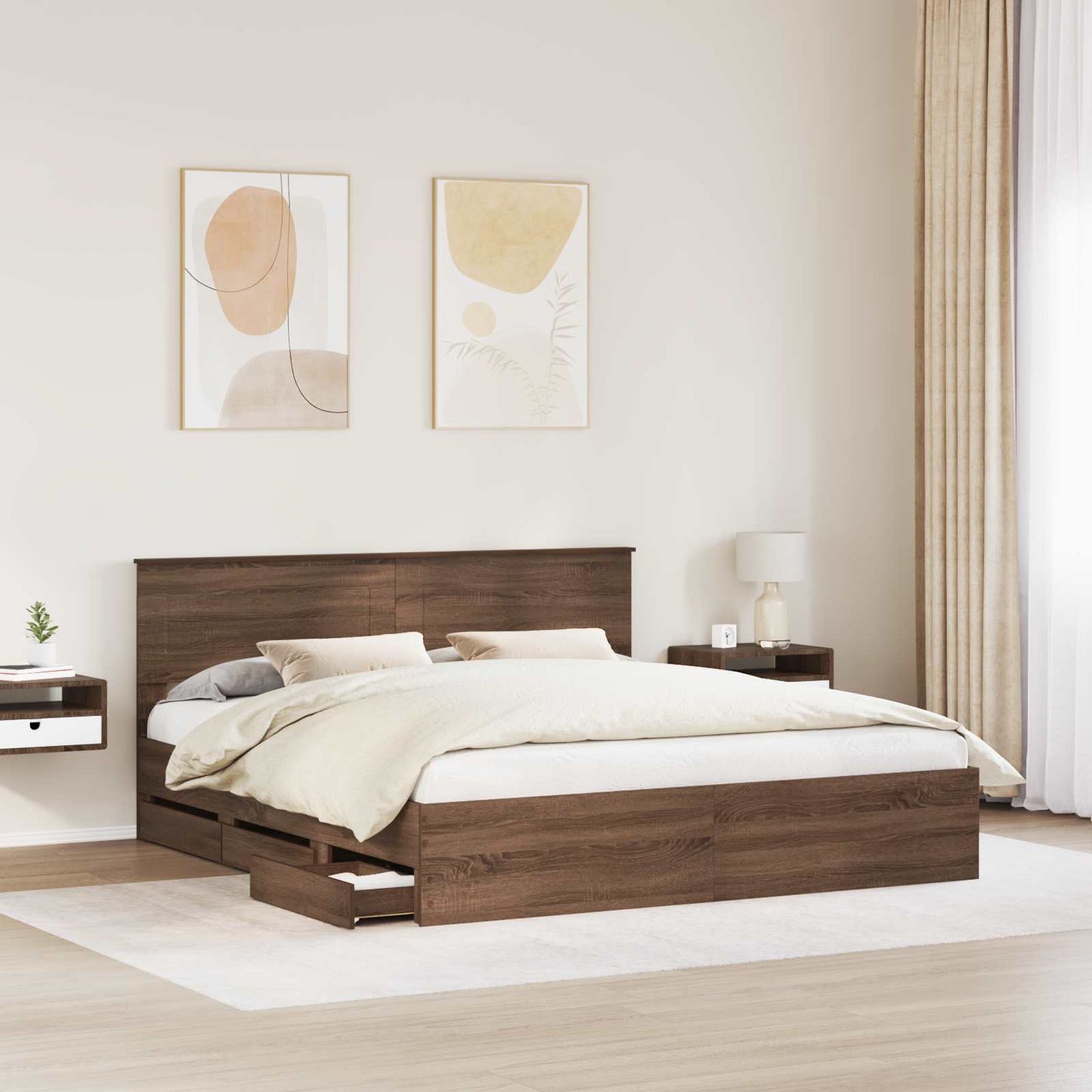 Struttura del letto con cassetto Rovere Marrone 180 x 200 cm