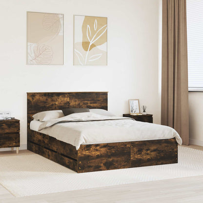 Struttura del letto con cassetto Rovere fumÃ© 150 x 200 cm
