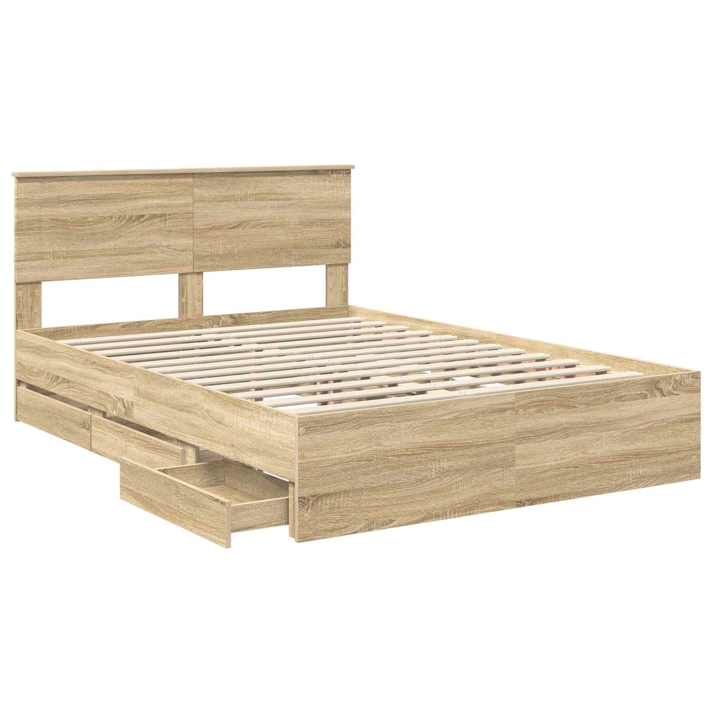 Struttura del letto con cassetto Rovere Sonoma 140 x 190 cm