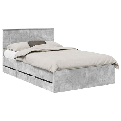 Struttura del letto con cassetto Grigio cemento 135 x 190 cm