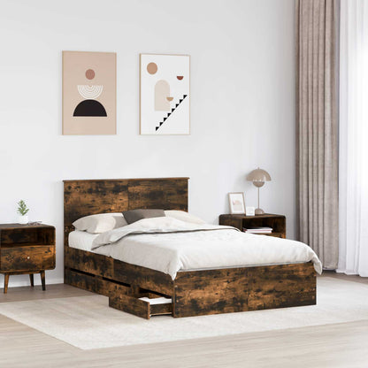 Struttura del letto con cassetto Rovere fumÃ© 135 x 190 cm