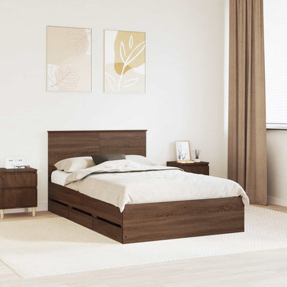 Struttura del letto con cassetto Rovere Marrone 135 x 190 cm