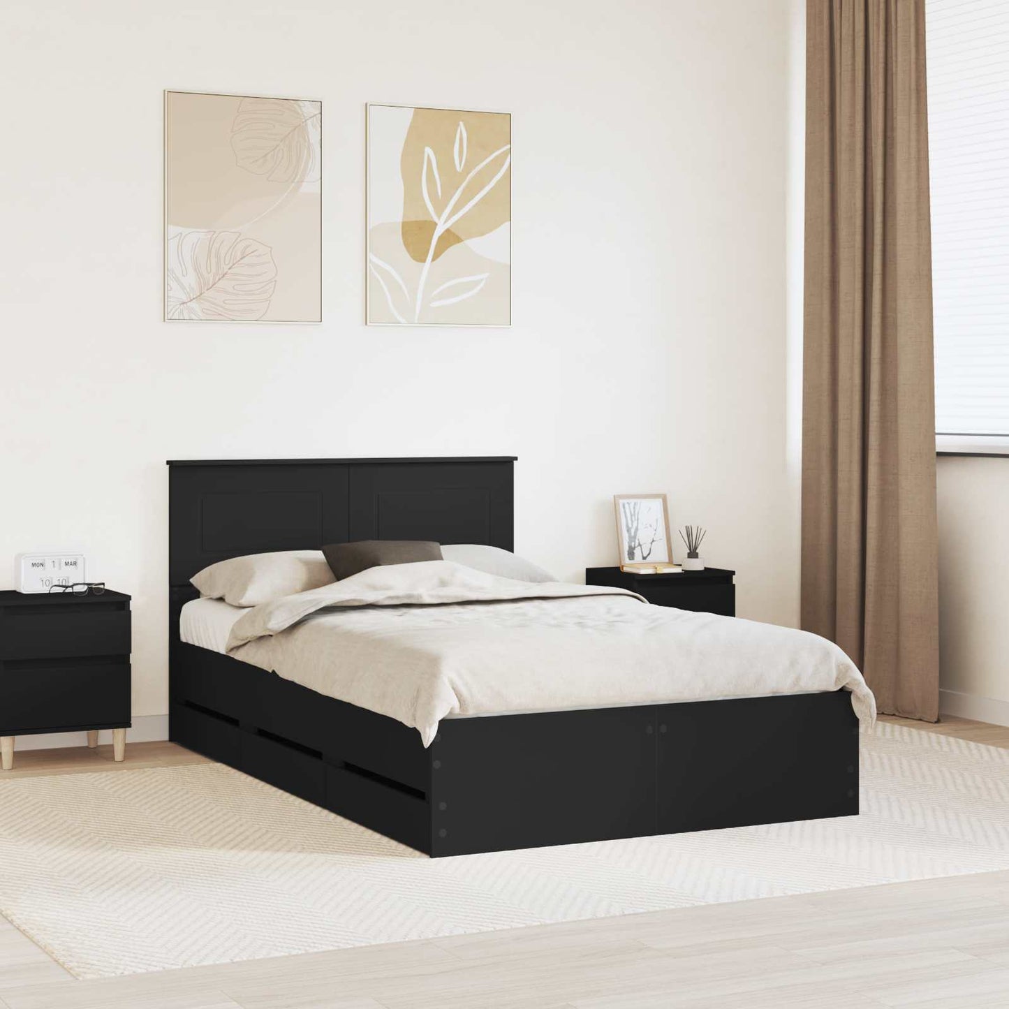 Struttura del letto Nero 120 x 200 cm Legno Ingegnerizzato