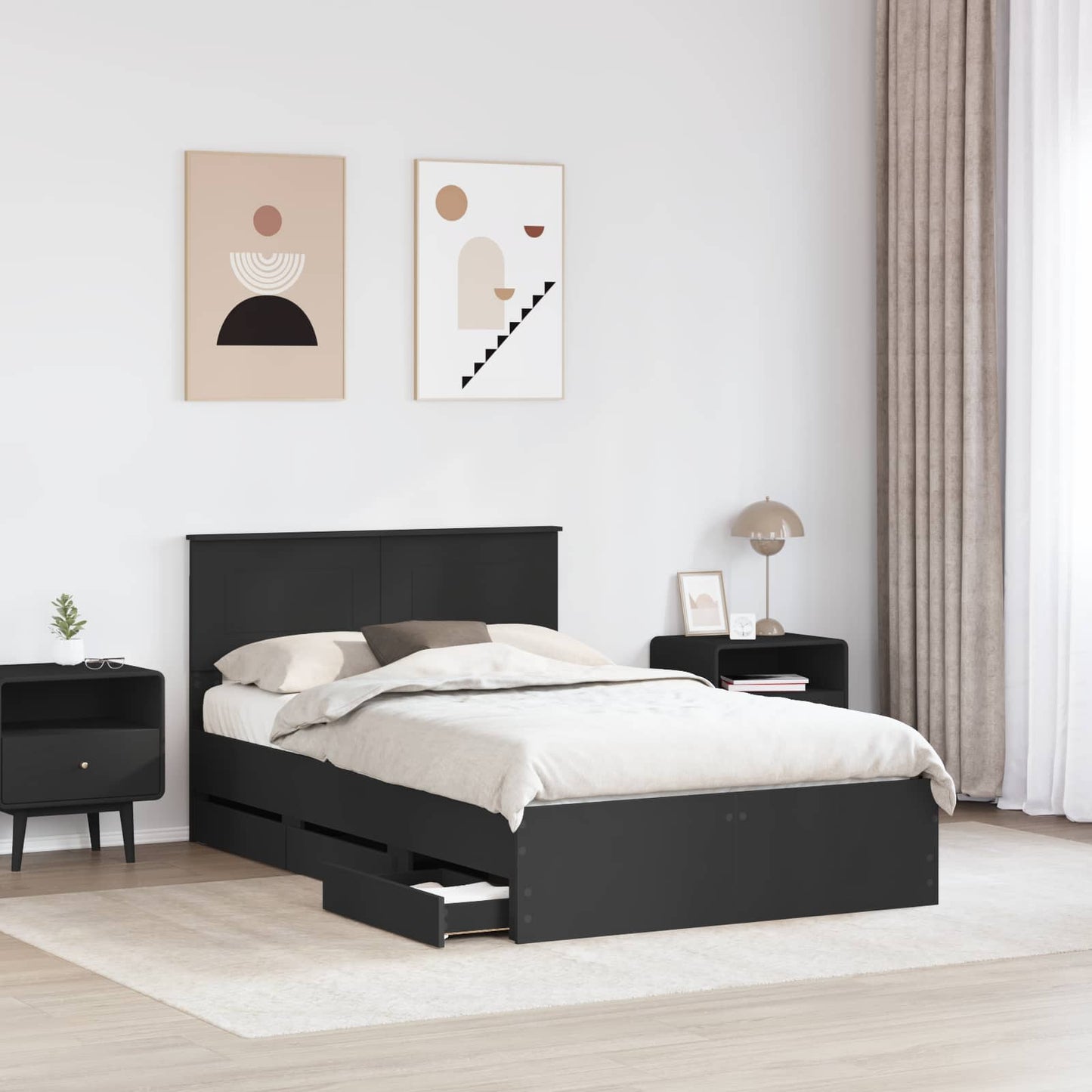 Struttura del letto Nero 120 x 200 cm Legno Ingegnerizzato