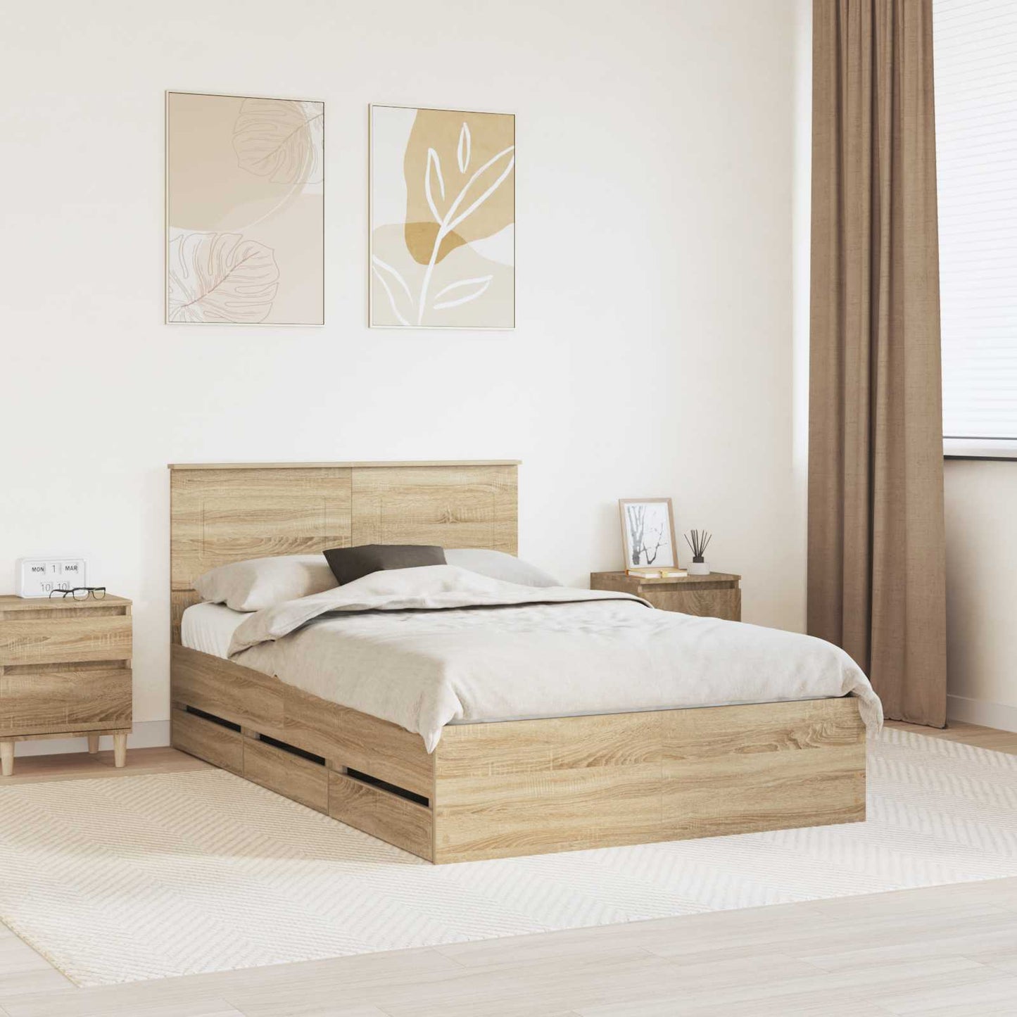 Struttura del letto con cassetto Rovere Sonoma 120 x 200 cm