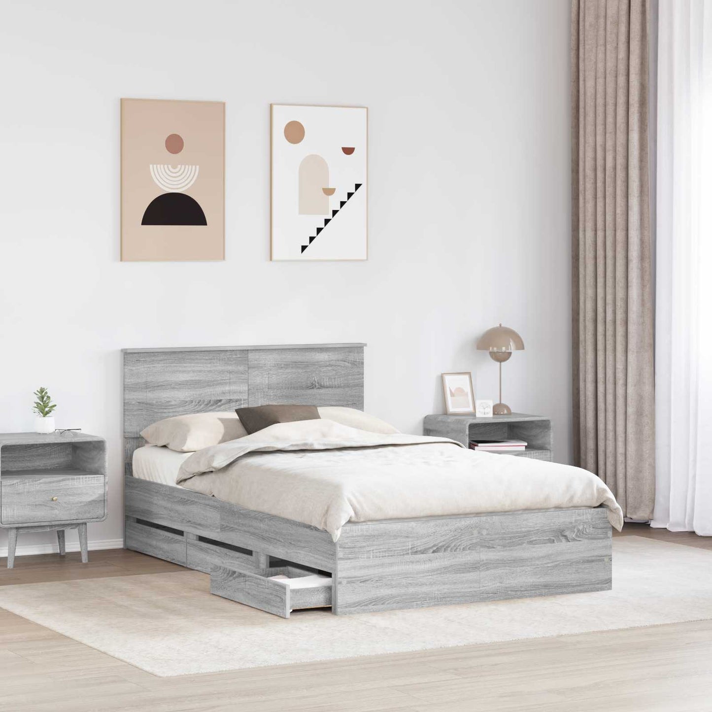 Struttura del letto con cassetto Grigio Sonoma 120 x 200 cm